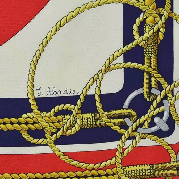 HERMES Carre 90 CHATEAUX DARRIERE Scarf Red/Multicolor Silk - Picture 5 of 11